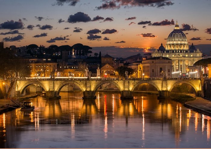 Beautiful Sunset In Rome Framed Print